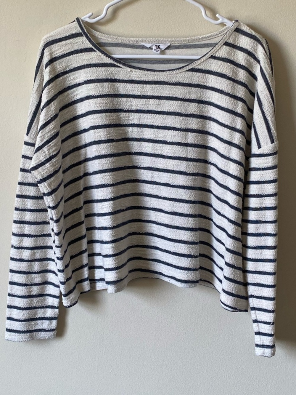 BB Dakota Jack Striped Knit Cropped Top Long Sleeve Oversized